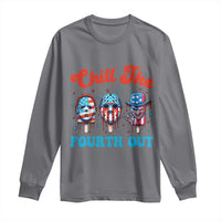 Funny Chill The Fourth Out Long Sleeve Shirt 4th of July Horror Movie Popsicle Mask USA Flag - Wonder Print Shop