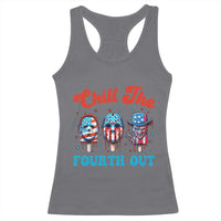 Funny Chill The Fourth Out Racerback Tank Top 4th of July Horror Movie Popsicle Mask USA Flag - Wonder Print Shop