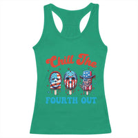 Funny Chill The Fourth Out Racerback Tank Top 4th of July Horror Movie Popsicle Mask USA Flag - Wonder Print Shop