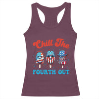 Funny Chill The Fourth Out Racerback Tank Top 4th of July Horror Movie Popsicle Mask USA Flag - Wonder Print Shop