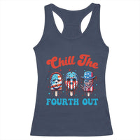 Funny Chill The Fourth Out Racerback Tank Top 4th of July Horror Movie Popsicle Mask USA Flag - Wonder Print Shop