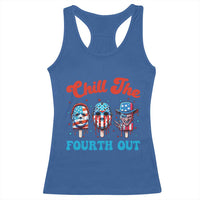 Funny Chill The Fourth Out Racerback Tank Top 4th of July Horror Movie Popsicle Mask USA Flag - Wonder Print Shop