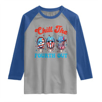 Funny Chill The Fourth Out Raglan Shirt 4th of July Horror Movie Popsicle Mask USA Flag - Wonder Print Shop