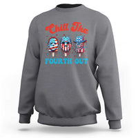 Funny Chill The Fourth Out Sweatshirt 4th of July Horror Movie Popsicle Mask USA Flag - Wonder Print Shop