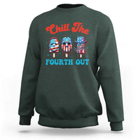 Funny Chill The Fourth Out Sweatshirt 4th of July Horror Movie Popsicle Mask USA Flag - Wonder Print Shop