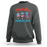 Funny Chill The Fourth Out Sweatshirt 4th of July Horror Movie Popsicle Mask USA Flag - Wonder Print Shop
