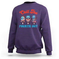 Funny Chill The Fourth Out Sweatshirt 4th of July Horror Movie Popsicle Mask USA Flag - Wonder Print Shop