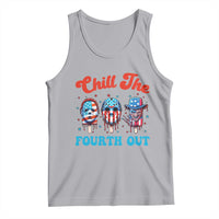 Funny Chill The Fourth Out Tank Top 4th of July Horror Movie Popsicle Mask USA Flag - Wonder Print Shop