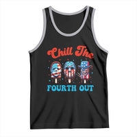 Funny Chill The Fourth Out Tank Top 4th of July Horror Movie Popsicle Mask USA Flag - Wonder Print Shop