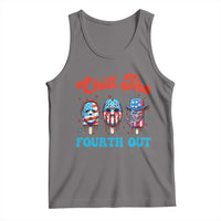 Funny Chill The Fourth Out Tank Top 4th of July Horror Movie Popsicle Mask USA Flag - Wonder Print Shop