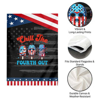 Funny Chill The Fourth Out Garden Flag 4th of July Horror Movie Popsicle Mask USA Flag