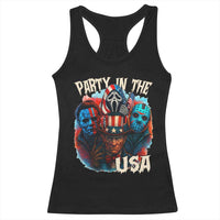 Funny Creepy 4th Of July Party In The USA Racerback Tank Top 4th Of July Horror Movie Independence Day - Wonder Print Shop