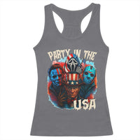 Funny Creepy 4th Of July Party In The USA Racerback Tank Top 4th Of July Horror Movie Independence Day - Wonder Print Shop