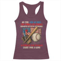 Funny 4th Of July Baseball Racerback Tank Top The Whole Sky Would Brighten Up With Fireworks Giving Us Light For A Game - Wonder Print Shop