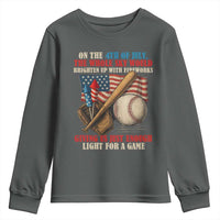 Funny 4th Of July Baseball Youth Sweatshirt The Whole Sky Would Brighten Up With Fireworks Giving Us Light For A Game - Wonder Print Shop