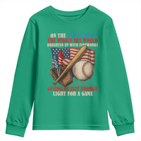 Funny 4th Of July Baseball Youth Sweatshirt The Whole Sky Would Brighten Up With Fireworks Giving Us Light For A Game - Wonder Print Shop