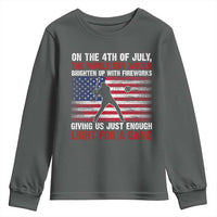 Funny 4th Of July Baseball Youth Sweatshirt The Whole Sky Would Brighten Up With Fireworks American Flag - Wonder Print Shop