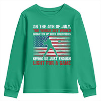 Funny 4th Of July Baseball Youth Sweatshirt The Whole Sky Would Brighten Up With Fireworks American Flag - Wonder Print Shop