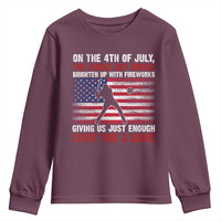 Funny 4th Of July Baseball Youth Sweatshirt The Whole Sky Would Brighten Up With Fireworks American Flag - Wonder Print Shop