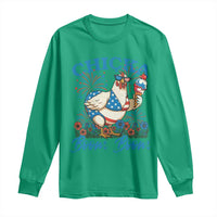 Funny Chicka Boom Boom 4th Of July Long Sleeve Shirt Patriotic Farmers Chicken Lover - Wonder Print Shop