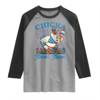 Funny Chicka Boom Boom 4th Of July Raglan Shirt Patriotic Farmers Chicken Lover - Wonder Print Shop