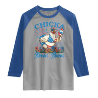 Funny Chicka Boom Boom 4th Of July Raglan Shirt Patriotic Farmers Chicken Lover - Wonder Print Shop
