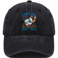 Funny Chicka Boom Boom 4th Of July Washed Cotton Baseball Cap Patriotic Farmers Chicken Lover