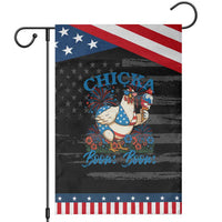 Funny Chicka Boom Boom 4th Of July Garden Flag Patriotic Farmers Chicken Lover