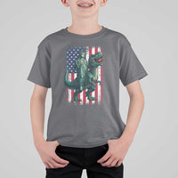 Funny Dinosaur Statue Of Liberty 4th Of July T Shirt For Kid American Flag - Wonder Print Shop