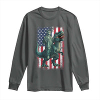 Funny Dinosaur Statue Of Liberty 4th Of July Long Sleeve Shirt American Flag - Wonder Print Shop