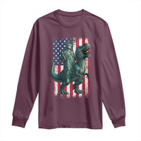 Funny Dinosaur Statue Of Liberty 4th Of July Long Sleeve Shirt American Flag - Wonder Print Shop