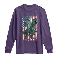 Funny Dinosaur Statue Of Liberty 4th Of July Long Sleeve Shirt American Flag - Wonder Print Shop
