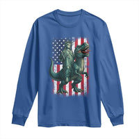 Funny Dinosaur Statue Of Liberty 4th Of July Long Sleeve Shirt American Flag - Wonder Print Shop