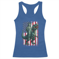 Funny Dinosaur Statue Of Liberty 4th Of July Racerback Tank Top American Flag - Wonder Print Shop