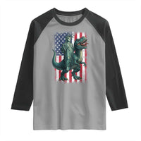 Funny Dinosaur Statue Of Liberty 4th Of July Raglan Shirt American Flag - Wonder Print Shop