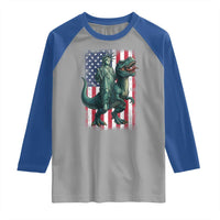 Funny Dinosaur Statue Of Liberty 4th Of July Raglan Shirt American Flag - Wonder Print Shop