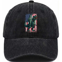 Funny Dinosaur Statue Of Liberty 4th Of July Washed Cotton Baseball Cap American Flag