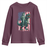 Funny Dinosaur Statue Of Liberty 4th Of July Youth Sweatshirt American Flag - Wonder Print Shop