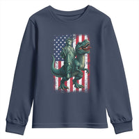 Funny Dinosaur Statue Of Liberty 4th Of July Youth Sweatshirt American Flag - Wonder Print Shop