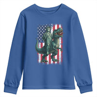 Funny Dinosaur Statue Of Liberty 4th Of July Youth Sweatshirt American Flag - Wonder Print Shop