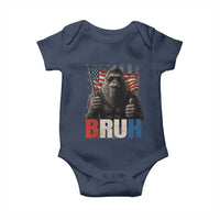 Funny 4th Of July Bigfoot Bruh Baby Onesie Patriotic Sasquatch American US Flag - Wonder Print Shop