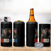 Funny 4th Of July Bigfoot Bruh 4 in 1 Can Cooler Tumbler Patriotic Sasquatch American US Flag - Wonder Print Shop