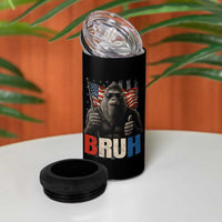 Funny 4th Of July Bigfoot Bruh 4 in 1 Can Cooler Tumbler Patriotic Sasquatch American US Flag - Wonder Print Shop