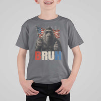 Funny 4th Of July Bigfoot Bruh T Shirt For Kid Patriotic Sasquatch American US Flag - Wonder Print Shop