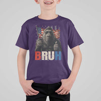 Funny 4th Of July Bigfoot Bruh T Shirt For Kid Patriotic Sasquatch American US Flag - Wonder Print Shop