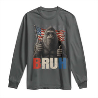 Funny 4th Of July Bigfoot Bruh Long Sleeve Shirt Patriotic Sasquatch American US Flag - Wonder Print Shop