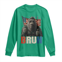 Funny 4th Of July Bigfoot Bruh Long Sleeve Shirt Patriotic Sasquatch American US Flag - Wonder Print Shop