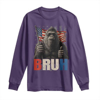 Funny 4th Of July Bigfoot Bruh Long Sleeve Shirt Patriotic Sasquatch American US Flag - Wonder Print Shop