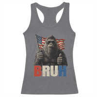 Funny 4th Of July Bigfoot Bruh Racerback Tank Top Patriotic Sasquatch American US Flag - Wonder Print Shop