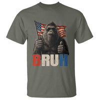 Funny 4th Of July Bigfoot Bruh T Shirt Patriotic Sasquatch American US Flag - Wonder Print Shop